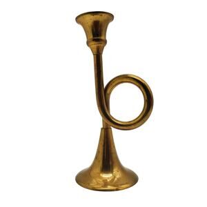Brass Horn Candle Holder Trumpet Bugle Musical Instrument Home Decor Candlestick